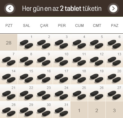 Her gün en az 2 tablet tüketin